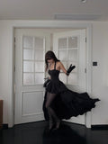 Chic High Low Halter Black Tie Wedding Guest Dress Satin Ruffles Long Prom Dresses Night Semi Formal Gown HZ0311