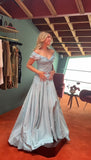 Elegant Mermaid Off The Shoulder Blue Chiffon Long Prom Dresses Evening Gowns Vestidos De Dia HZ0311
