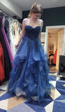 Unique Ball Gown Spaghetti Straps Tulle Layers Long Prom Dresses Formal Inspo Evening Dress HZ0311