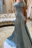 Elegant Mermaid Off The Shoulder Blue Chiffon Long Prom Dresses Evening Gowns Vestidos De Dia HZ0311