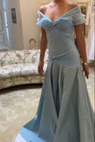 Elegant Mermaid Off The Shoulder Blue Chiffon Long Prom Dresses Evening Gowns Vestidos De Dia HZ0311