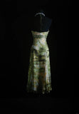 Vintage Prom Dresses 90s Formal Mermaid Halter Floral Green Mid Length Chiffon Party Gowns Prom Dresses HZ0311