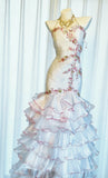 Unique Mermaid Sweetheart White With Lace 90s Beads For Women Party Dresses Long Prom Dress 20th Birthday Gowns HZ0311