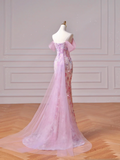 Modest Prom Dresses Aesthetic Mermaid Sweetheart Pink Floral Corset Fitted Impress Long Party Formal Gown For Teens High Schools Girls HZ0311