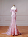 Modest Prom Dresses Aesthetic Mermaid Sweetheart Pink Floral Corset Fitted Impress Long Party Formal Gown For Teens High Schools Girls HZ0311