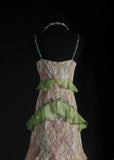 Vintage 90s Prom Dresses Women Mermaid Spaghetti Straps Green Lace Long Formal Dance Evening Party Gowns HZ0311
