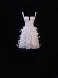 Wedding Gowns Dresses Elegant A Line Square Neck White With Beadings Short Petite/Plus Size Bridal Gowns For Women HZ0311