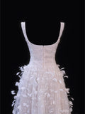 Wedding Gowns Dresses Elegant A Line Square Neck White With Beadings Short Petite/Plus Size Bridal Gowns For Women HZ0311