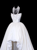 Wedding Gowns Dresses Elegant High Low Strapless Sequins White With Beadings Short Petite/Plus Size Bridal Gowns For Women HZ0311