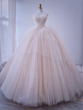 Unique Ball Gown Strapless Light Pink With Multi Layered Beadings Long Quinceanera Dresses Sweet 15 16 Birthday Gown HZ0311