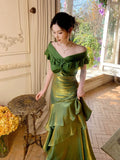 Elegant Mermaid Off The Shoulder Green Long Prom Dresses 16th Nigh Party Birthday Outfits HZ0311