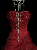 Ball Gown Strapless Burgundy Sleeveless With Applique Women's Dress Satin Long Quinceanera Dresses Sweet 16 Birthday Quince Dress Outfits HZ0311