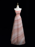 Timeless Ball Gown Strapless Pink Tulle Beaded Long Prom Dresses For Teens Formal Dress Birthday Outfits Prom Gown HZ0311
