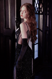 Sparkle Mermaid Spaghetti Straps Black Sequin Long Prom Dresses Impress 18th Birthday Outfits Prom Gown HZ0311