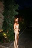 Aesthetic Mermaid 2 Pieces Champagne Satin Long formal dresses Evening Prom Dresses HZ0311