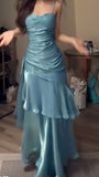 Shiny Royal Blue Spaghetti Straps Dance Party Dress Girls Graduation Prom Dresses HZ0311