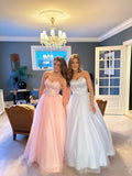 Unique Ball Gown Sweetheart Blue Tulle Prom Dresses Formal Long Evening Party Gowns Vestidos De Dia HZ0311